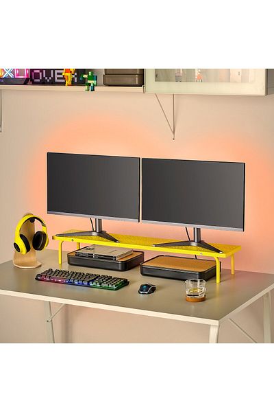 erorex Monitor stand, bright yellow, 97x19 cm