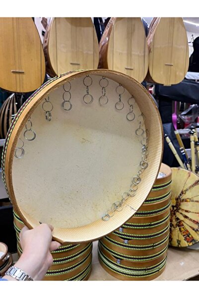 NOTA MÜZİK Hayvan (Keçi) Derisi Halkalı Bendir/Def 37 Cm Kılıf Dahil