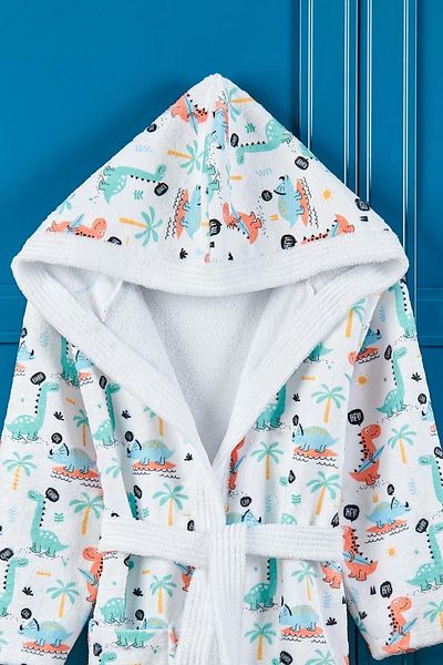 VEVİEN HOME Dino Digital Printed Children's Bathrobe