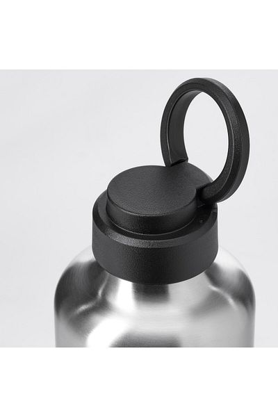 erorex Water bottle, stainless steel/black, 0.7 l