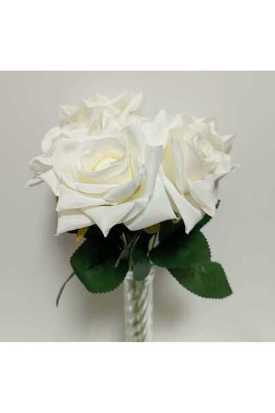 OSO HOME Floare Artificială Buchet de Trandafiri Albi 6 Capete Lux Decor Floral 40 Cm
