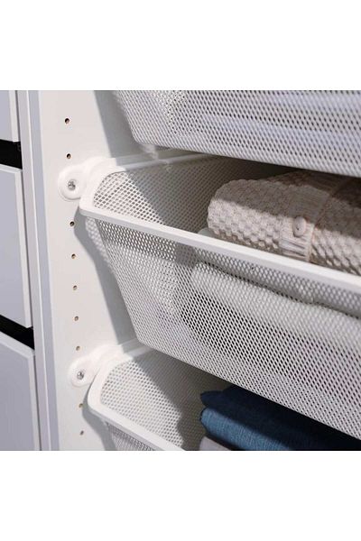 erorex Mesh basket with pull-out rail, white, 50x58 cm