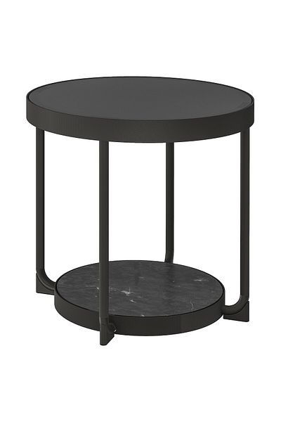 erorex Side table, anthracite marble effect/black glass, 48 cm