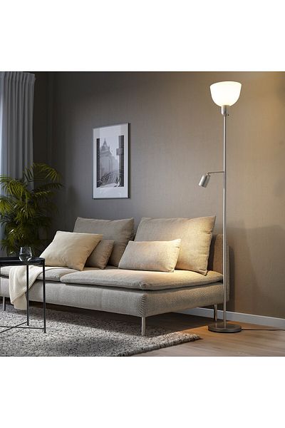 erorex مصباح أرضي للقراءة، فضي اللون/أبيض