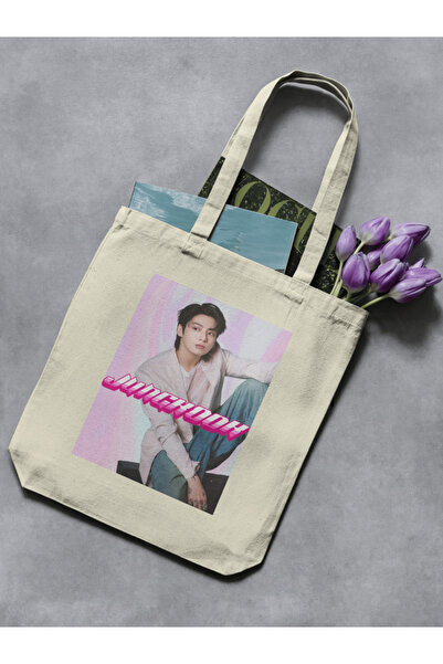 redame jungkook BTS Kpop Y2K Retro Bez Çanta Tote Bag