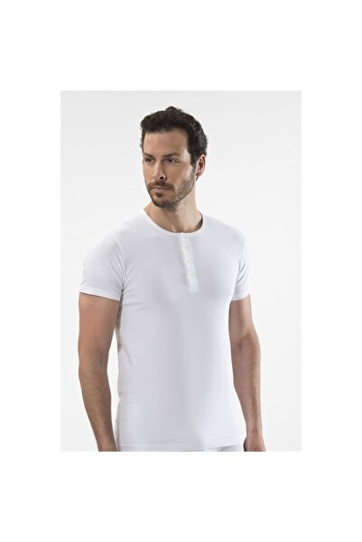 Cacharel 1308 Короткий рукав чоловічий футболка з 1308 ґудзиками - Білий