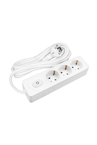 SELDUR 3'lü Kablolu Topraklı Anahtarlı Çocuk Korumalı 2 Metre Priz