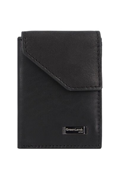Greenland Nature Schwarze Nappa Geldbörse RFID Leder 7 cm