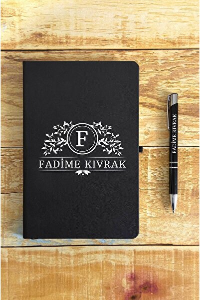 HediyeHanesi Kişiye Özel İsimli Siyah Ajanda Not Defteri ve Kalem Seti 2413B1008