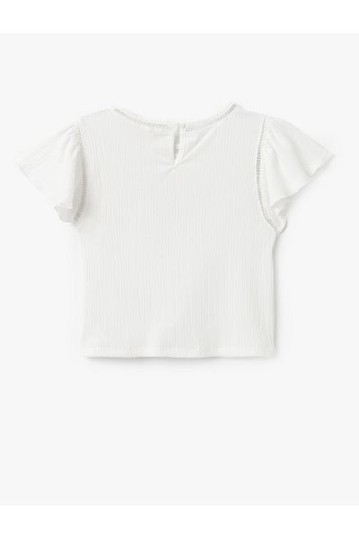 Koton Crew Neck Short Sleeve Textured Blouse
