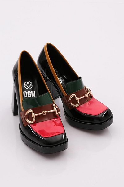 DGN Pantofi cu toc pentru femei, negru multiplu, model nr: 4912535