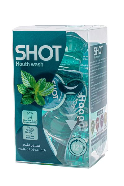 Shot غسول الفم بالكبسولات المطورة بنكهة النعناع من شوت 20 قطعة 15 مل
