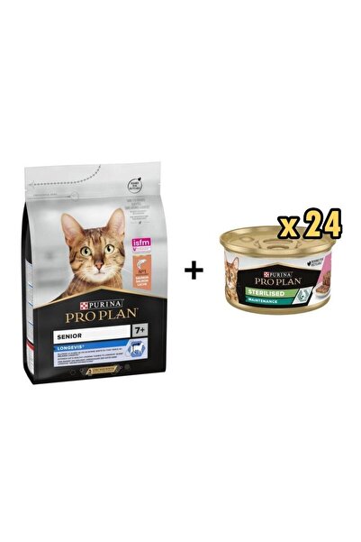 Pro Plan Senior Somonlu Yaşlı Kedi Maması 3 Kg + 24 Adet Proplan Sterilised Ton ve Somonlu Kısırlaş