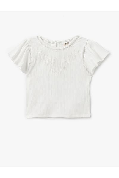 Koton Crew Neck Short Sleeve Textured Blouse