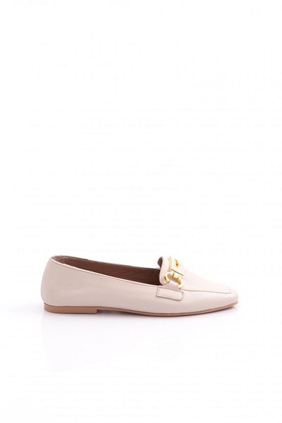 DGN Women's Ballerinas Genuine Leather Ecru 8116453