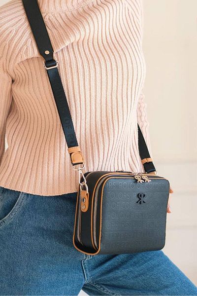 H&D COLLECTİON Geantă de umăr și crossbody cu curea lungă, cu 2 compartimente, imprimată în relief, foarte utilă 2005