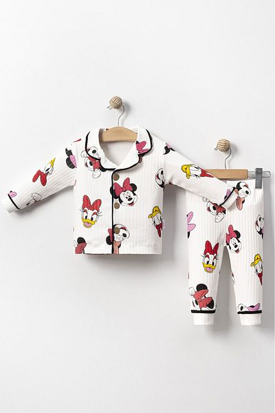Beniizle 100% Cotton Double Breasted Collar Front Buttoned Unisex Seasonal Baby Pajamas Set