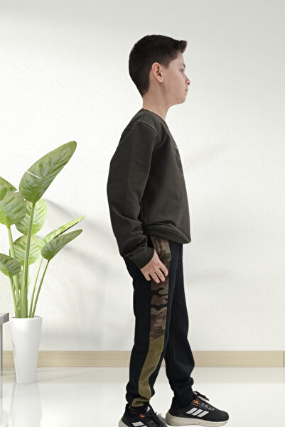 Kübra Tekstil %100 Pamuk Erkek Çocuk Eşofman Alt Kamuflaj Desen ,askeri Desen Pamuklu Eşofman Altı