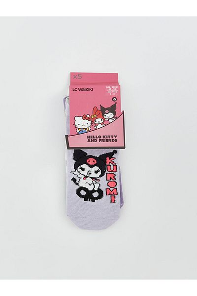 LC Waikiki Lilac Kuromi Patterned Girl's Booties Socks 5-Piece