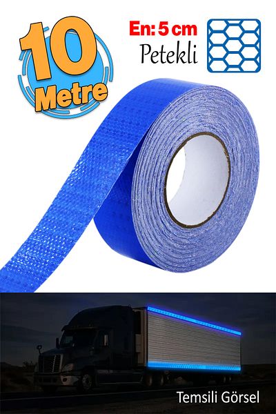 Badem10 10 Meters Blue Unchecked Reflective Warning Tape 5 cm