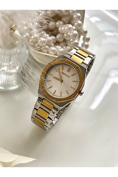 Ferrucci FERRUCCI-ساعة يد نسائية باللون الذهبي والفضي-