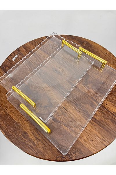 Living 2-Piece Transparent Serving Tray Set