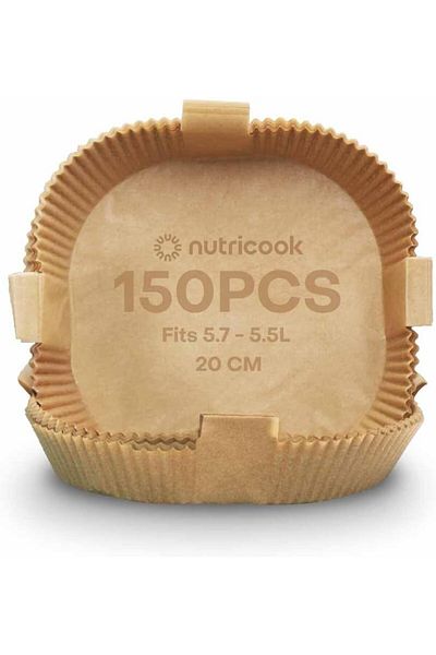 Nutricook 150pcs Disposable Air Fryer Liner, Water/oil proof for Baking, Roasting, and Air Frying, 20cm Square