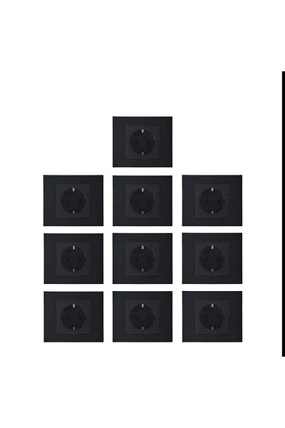 OVİVO Ovivo Grano Black Grounded Socket - 10 Pieces