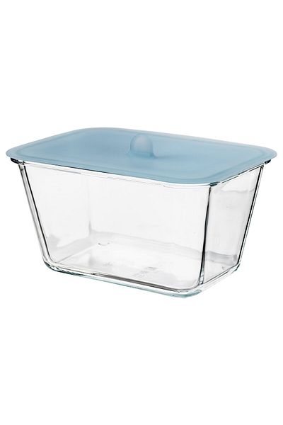 erorex Food container with lid, rectangular glass/silicone, 1.8 l