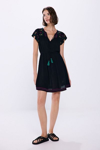 Springfield Short Embroidered Cheesecloth Dress