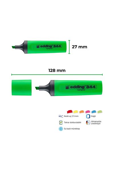 Edding Highlighter E-344 - Green Cut Tip - Water-Based Ink - Quick Dry