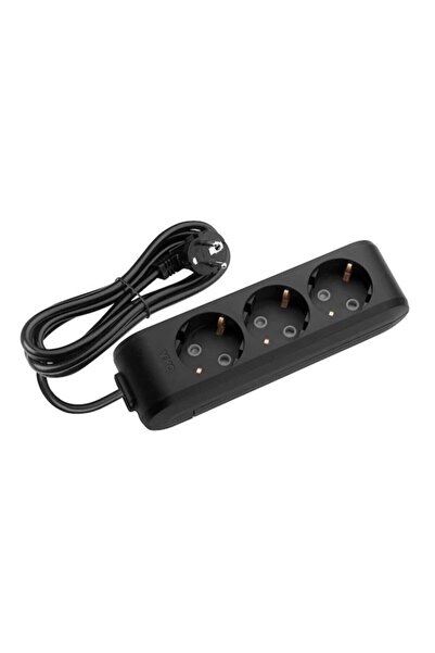 VİKO 3lü Grup Priz Uzatma Kablosu. Siyah. 2 Metre. Çocuk Korumalı, Topraklı, ...
