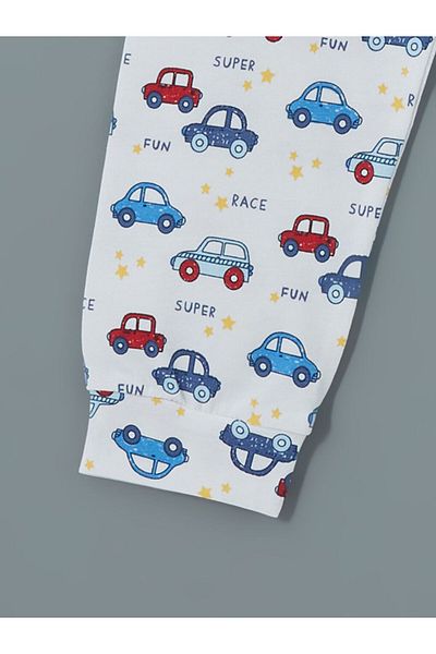 LC Waikiki Lcw Baby Ecru Elastic Waist Printed Baby Boy Pajama Bottom