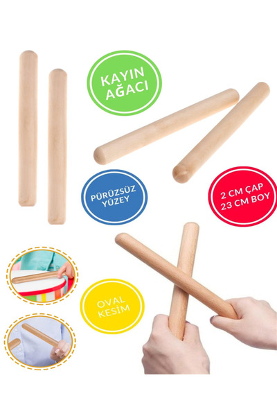 GLANCE Okul Öncesi Çocuklar İçin Ritim Çubukları 2'li Set