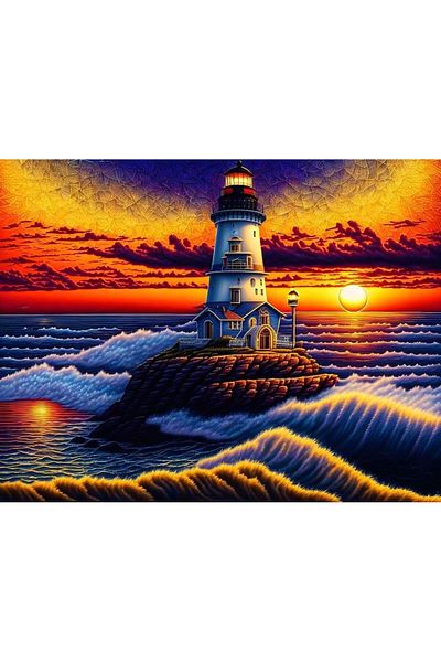 pixartsanat Lantern in the Middle of the Sea Pixart Art Diamond Mosaic Painting 60X40
