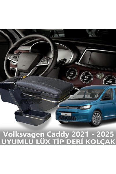 STS Oto Aksesuar Volksvagen Caddy 2021 - 2025 Uyumlu Premium  Deri Kol Dayama...