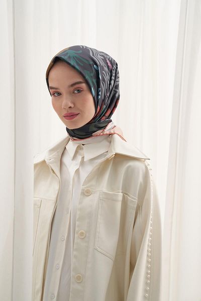 carell Floral Patterned Twill Scarf