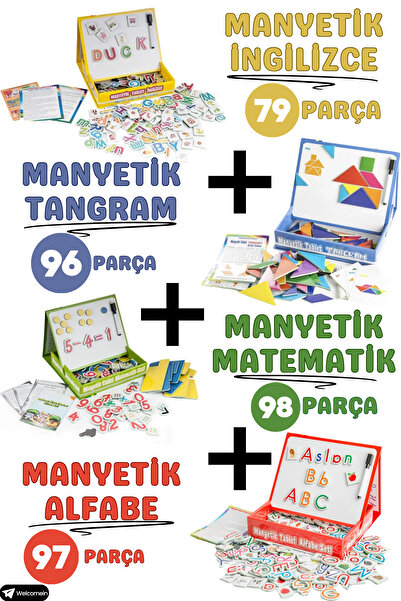 welcomein Oyuncak Manyetik Tabletli Silinir Kalemli 4'lü Eğitici İngilizce - ...