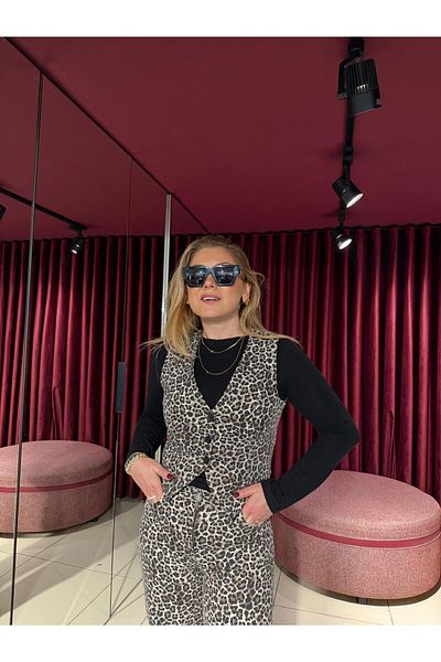 EFİL 7372 Model Leopard Print Vest
