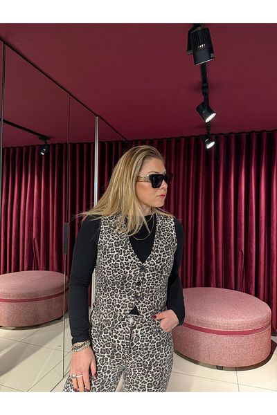 EFİL 7372 Model Leopard Print Vest