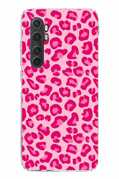 TechTree Xiaomi Mi Note 10 Lite Uyumlu Pembe Leopar Tasarımlı Şeffaf Silikon ...