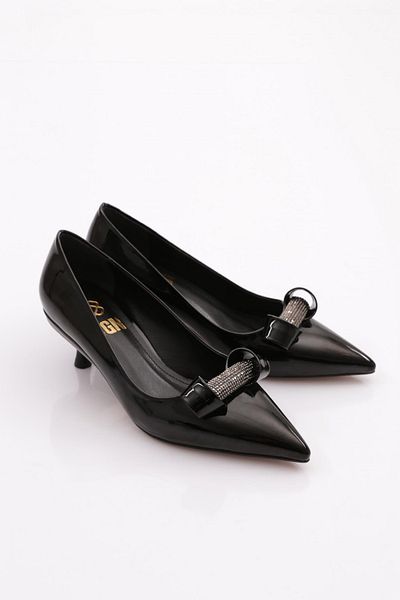 DGN Black Patent Leather Women's High Heeled Shoes - 16623643