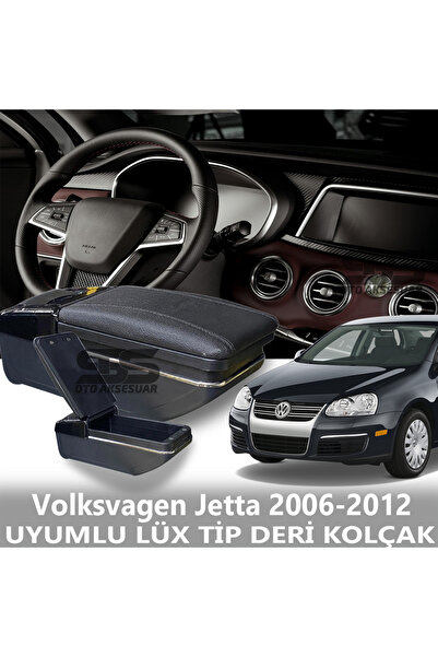STS Oto Aksesuar Volksvagen Jetta 2006-2012 Uyumlu Premium  Deri Kol Dayama K...