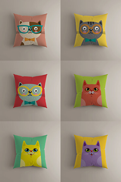 LadiesHome مجموعة من 6 مشغلات/مجموعة من 6 قطع منقوشة على شكل قطة - ملونة وممت...