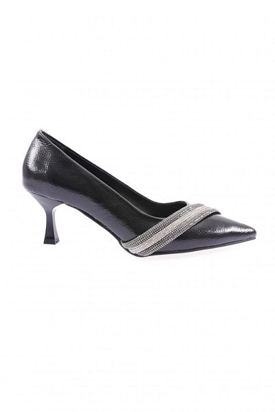 DGN Black Silver Stone Patent Leather Evening Dress Shoes - Banded Wrinkled Model 1612582674