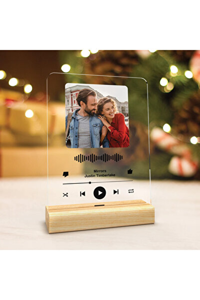 ATA BASKI Kişiye Özel Fotoğraflı Spotify Plağı Barkodlu Şeffaf Plak Sevgiliye...