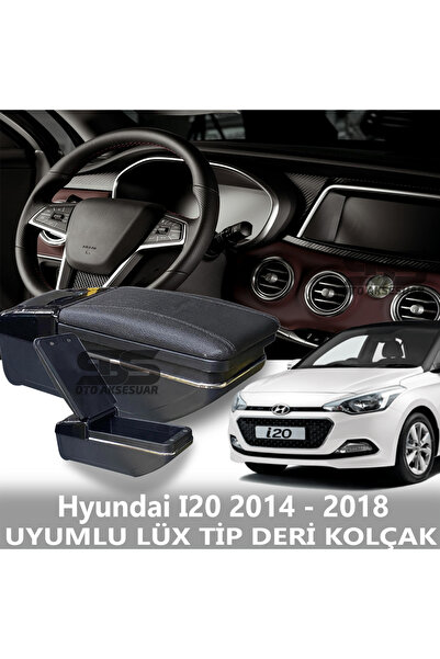 STS Oto Aksesuar Hyundai İ20 2014 - 2018 Uyumlu Premium  Deri Kol Dayama Kolç...