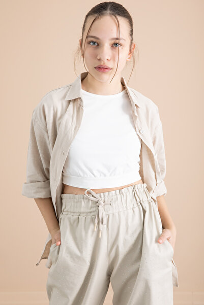 Cansın Mini Μπεζ Κοριτσίστικο Πέτρινο Λεπτομερές Σετ 3 τεμαχίων 20387