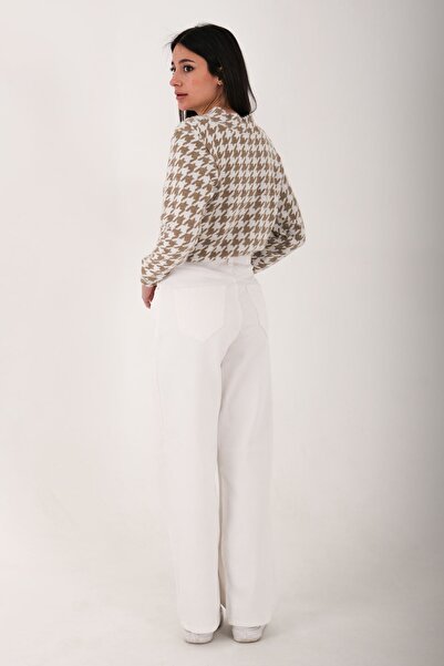 Blues Outlet ΓΥΝΑΙΚΕΙΑ Lycra PALAZZO MAKA JEAN ΠΑΝΤΕΛΟΝΙ-ΛΕΥΚΟ