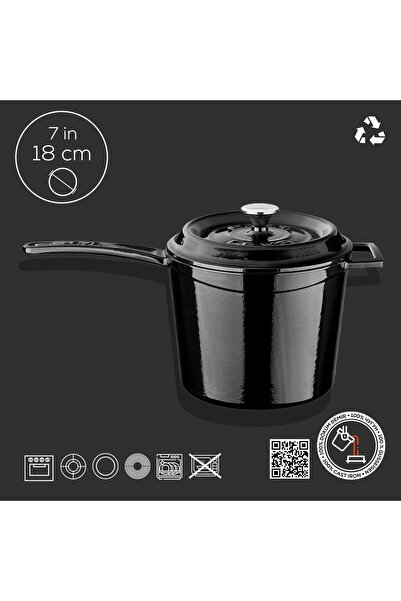 Lava Die-Cast Round Sauce Pot. Cast Iron Solid Handle Trendy Series Diameter (Ø18 Cm.